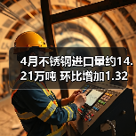 4月不锈钢进口量约14.21万吨 环比增加1.32万吨(图4) 4月不锈钢进口量约14.21万吨 环比增加1.32万吨(图4)